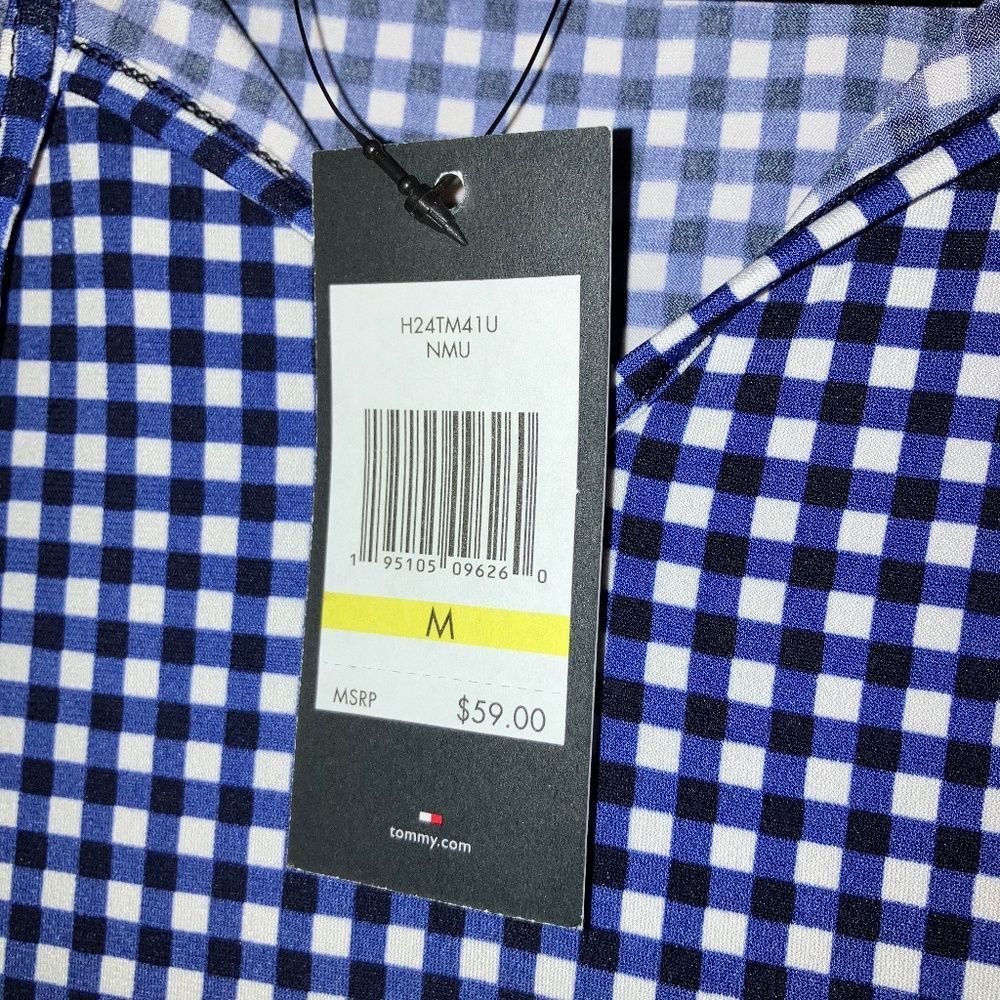Tommy Hilfiger Gingham Ruffle Cap Sleeve Blouse NWT - Picture 4 of 5